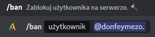 Wygląd użycia polecenia /ban